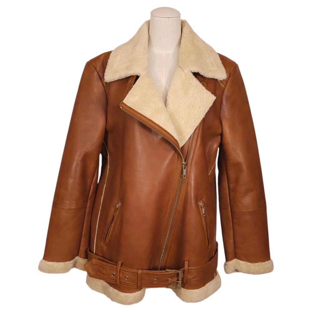 Rebecca Minkoff Sienna Oversized Leather & Faux Fur Moto Aviator Jacket